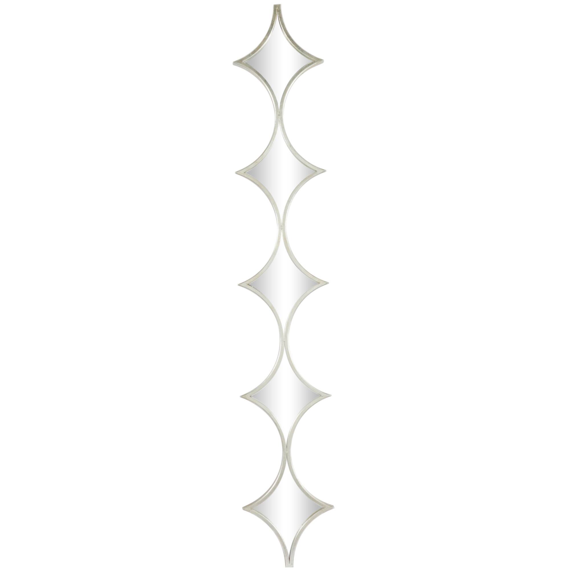 Silver Metal Slim Stacked Chain 5 Layer Wall Mirror with Half Moon Pattern 8" x 1" x 59"